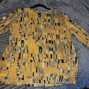 Geometric Yellow and Black Women's Top